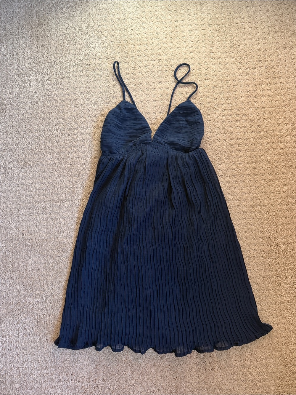 Princess Poly Women’s Navy Pleated Spaghetti Strap Dress - Size 6